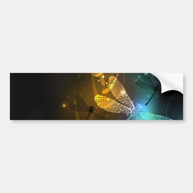 Green luminous dragonfly flight bumper sticker (Front)