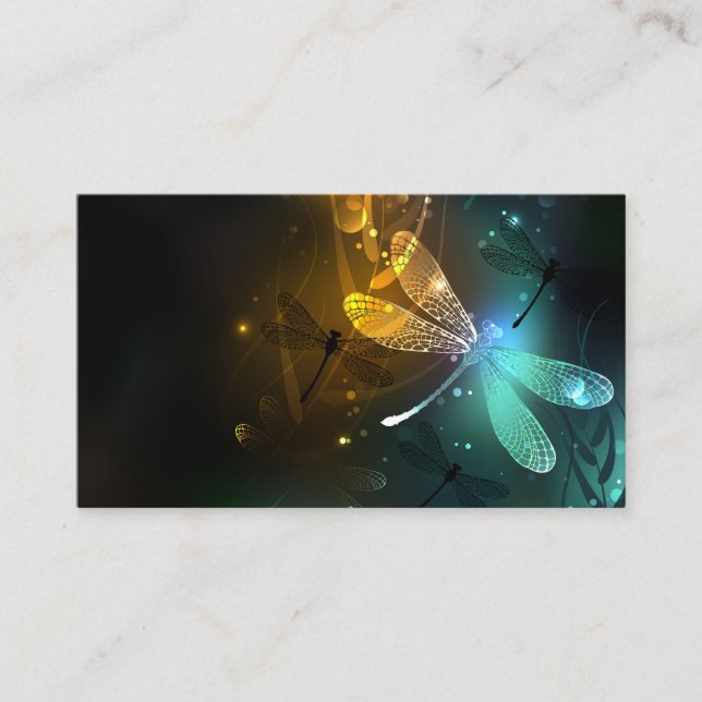 Green luminous dragonfly flight calling card (Front)