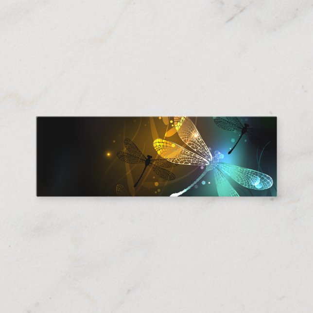 Green luminous dragonfly flight calling card (Front)
