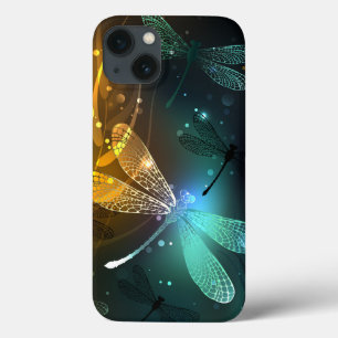 Green luminous dragonfly flight iPhone 13 case