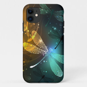 Green luminous dragonfly flight iPhone 11 case
