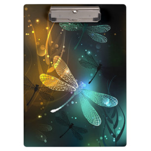 Green luminous dragonfly flight clipboard