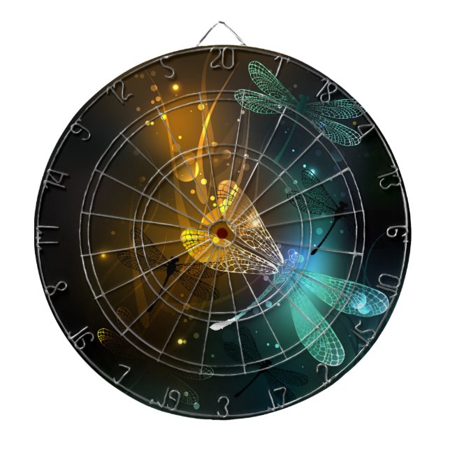 Green luminous dragonfly flight dartboard (Front)