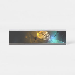 Green luminous dragonfly flight desk name plate