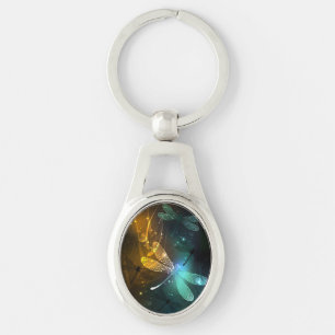 Green luminous dragonfly flight keychain