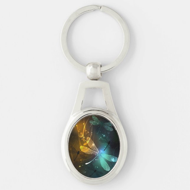 Green luminous dragonfly flight keychain (Front)