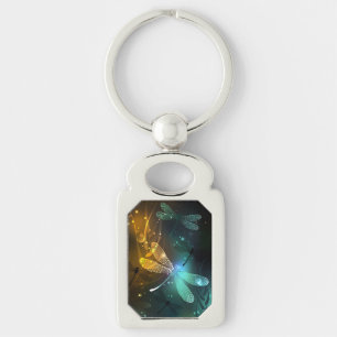 Green luminous dragonfly flight keychain