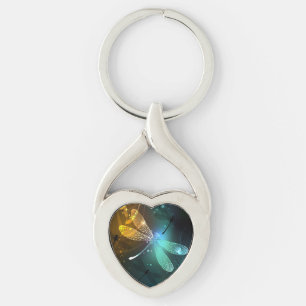 Green luminous dragonfly flight keychain