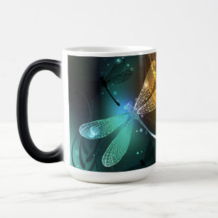 Green luminous dragonfly flight magic mug