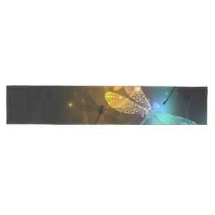 Green luminous dragonfly flight medium table runner