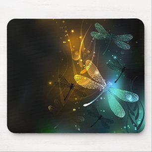 Green luminous dragonfly flight mouse pad