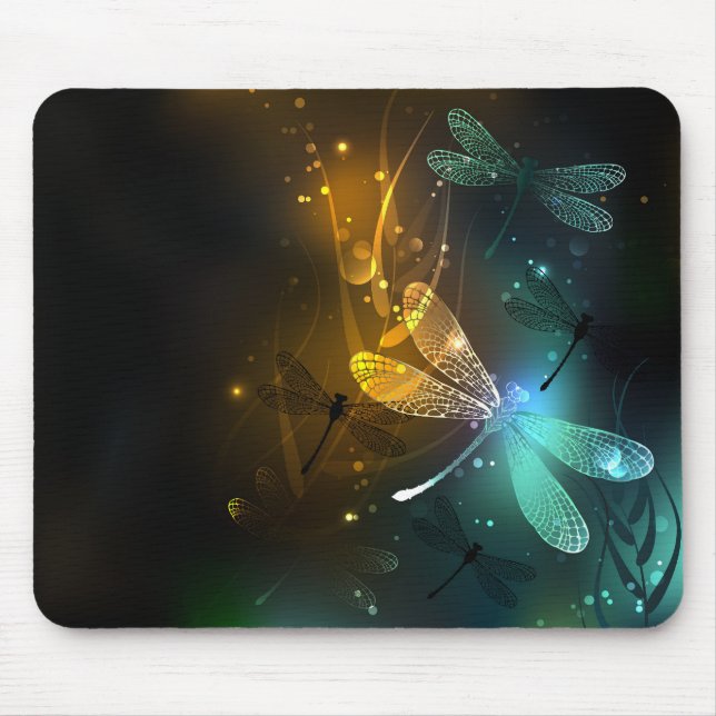 Green luminous dragonfly flight mouse pad (Front)