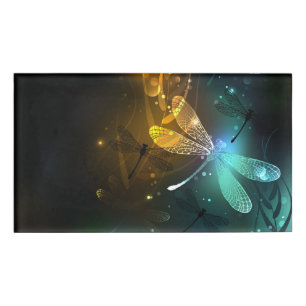 Green luminous dragonfly flight name tag