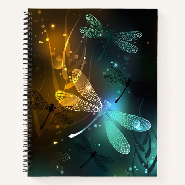 Green luminous dragonfly flight notebook (Front)