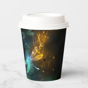 Green luminous dragonfly flight paper cups