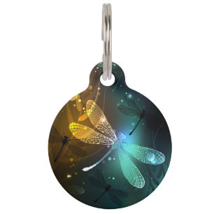 Green luminous dragonfly flight pet tag
