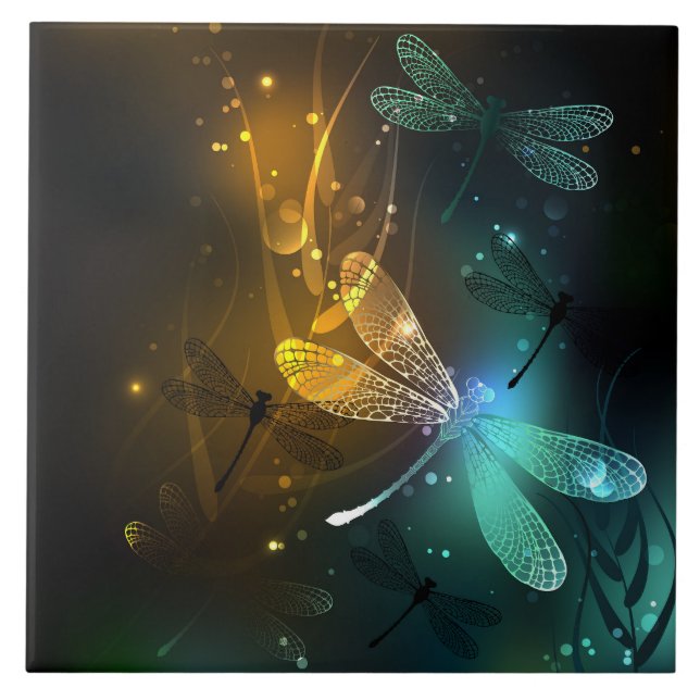Green luminous dragonfly flight tile (Front)
