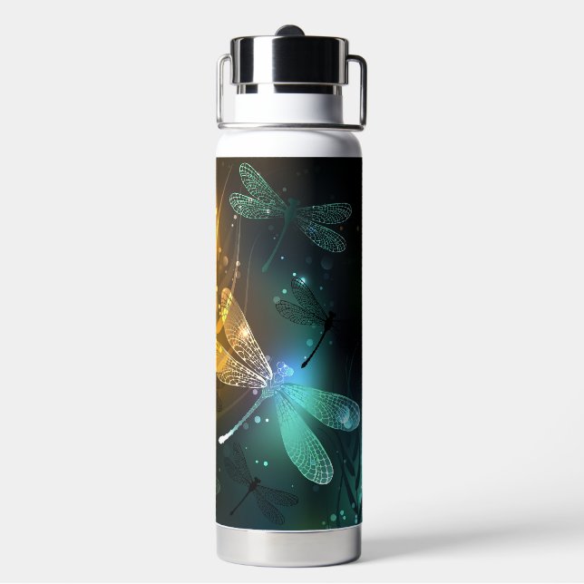 Green luminous dragonfly flight water bottle (Back)