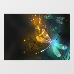 Green luminous dragonfly flight window cling