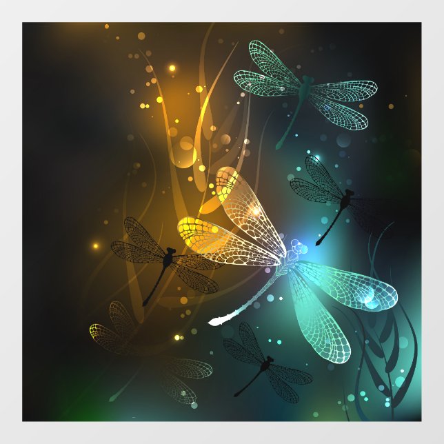 Green luminous dragonfly flight window cling (Sheet)
