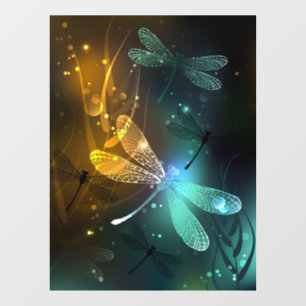 Green luminous dragonfly flight window cling