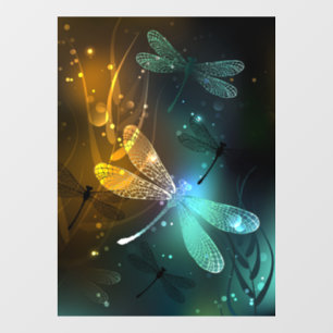 Green luminous dragonfly flight window cling