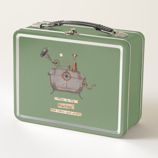 Green lunch box- The good dreams machine Metal Lunch Box (Front)