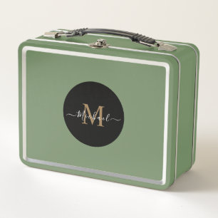 Green Lunchbox with Personalized Name & QR Code
