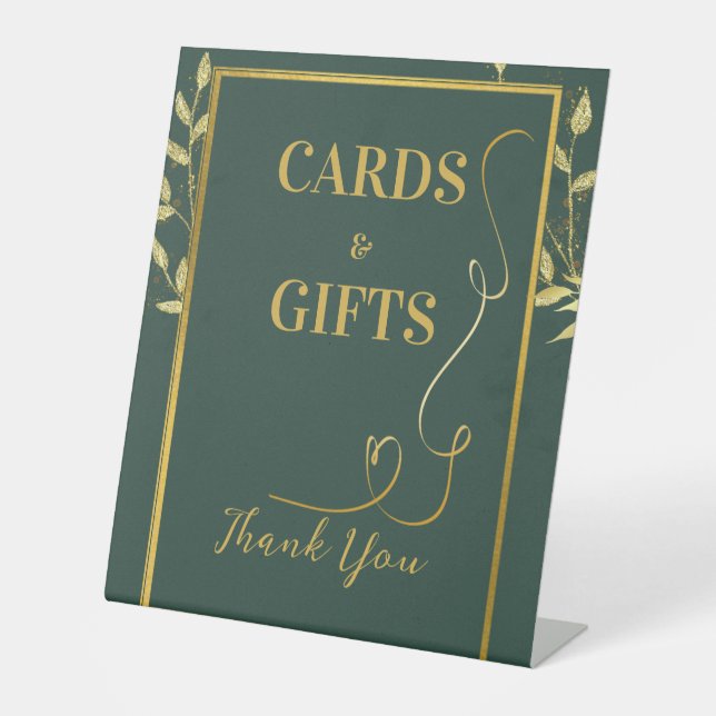 Green Luxury Acrylic Pedestal Sign for Wedding or  (Front)