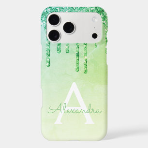 Green Luxury Bling Sparkle Glitter Monogram