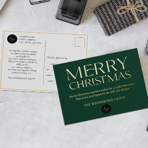 Green Luxury Corporate logo Elegant Font Foil Holiday Postcard