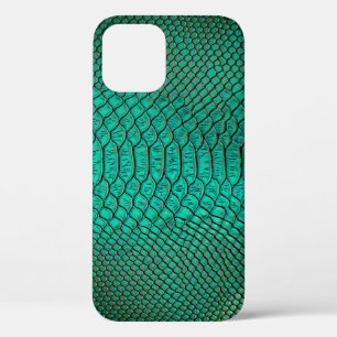 Green Luxury Snake Skin Closeup iPhone 12 Case