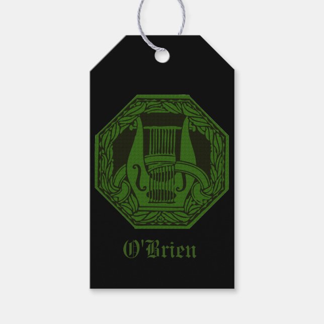 Green Lyre Badge Personalized Gift Tags (Front)