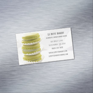  Green Macarons Food Pastry Chef Bakery Baker Magnetic Business Card