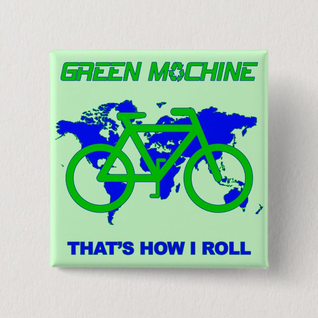 Green Machine 2 Inch Square Button (Front)