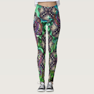  Women's Cyberpunk Leggings Novelty Print Yoga Pants Fashion  High Waist Workout Leggings for Women(Without Top) Green : Sports & Outdoors