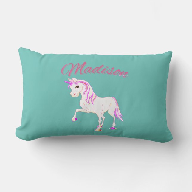 Green "Madison Personalized Name Lumbar Pillow (Front)