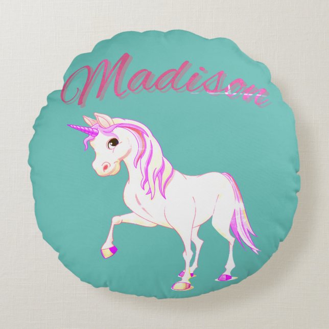 Green "Madison" Personalized Name Throw Pillow (Front)