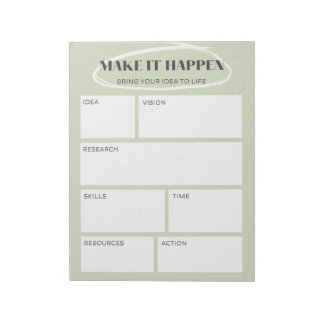 Green Make it Happen Idea Map | Project Planner Notepad