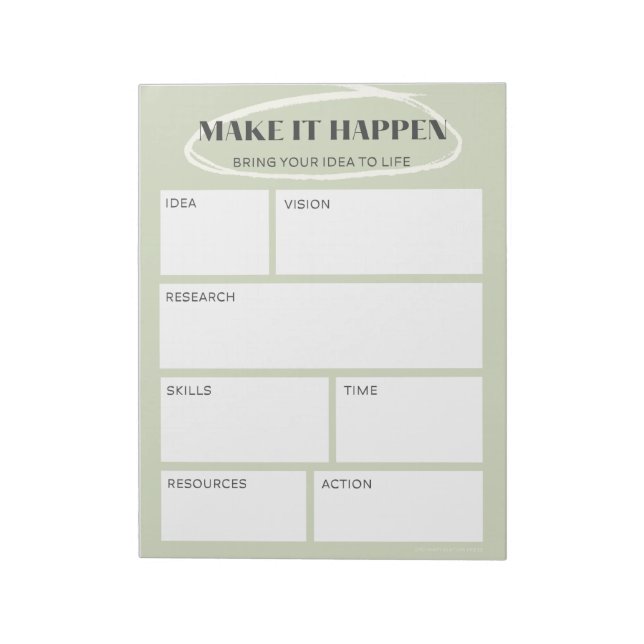  Green Make it Happen Idea Map | Project Planner Notepad (Rotated)