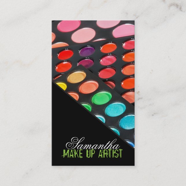 Green Make Up Artist Palette Brush Business Card (Front)