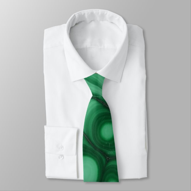 Green Malachite Stone Image Tie (Tied)