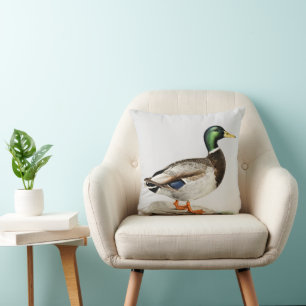 Green Mallard Duck Hunting Nature Art Throw Pillow