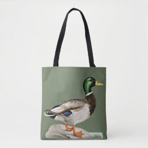 Green Mallard Duck Hunting Nature Art Tote Bag