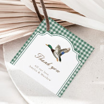 Green Mallard Duck Neutral Baby Shower Favor Tags