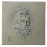 Green Man 2.0 with Oak Leaf Beard  Tile<br><div class="desc">A portrait of the fantastical Green Man, complete with oak leaves in his beard, spirals on his face and mustache curling like vines. This is a great way to represent the God on your altar. Rest your God candle on it or use it as the representation of the God, especially...</div>