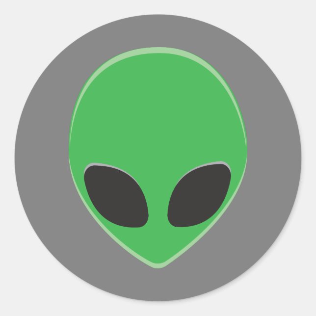 Green Man Alien Space Party Personalized Classic Round Sticker (Front)