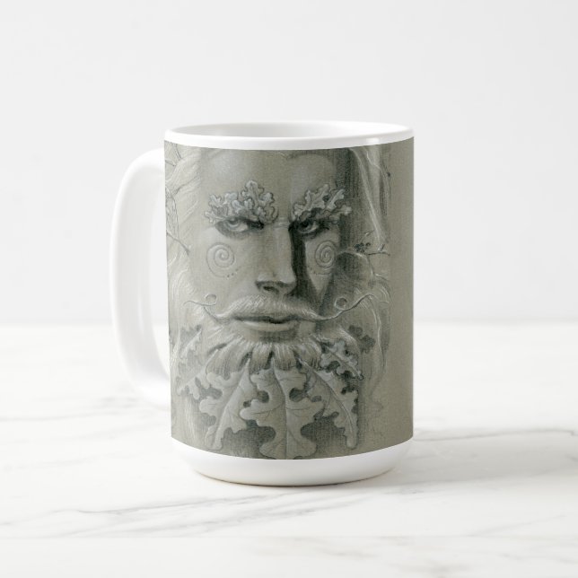 Green Man Double Portrait Coffee Mug (Front Left)