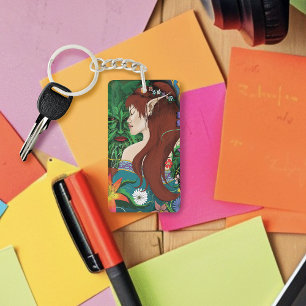 Green Man Elf Fantasy Floral Keychain