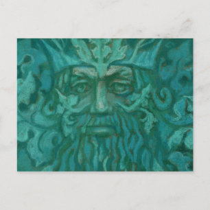 Green Man, Forest King, Pagan God, Fantasy Art Postcard
